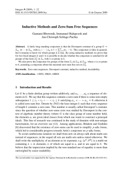 Inductive Methods and Zero-Sum Free Sequences