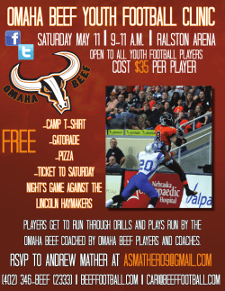 Saturday May 11 |9-11 A.M. | Ralston Arena Cost $35 per player