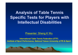 Analysis of Table Tennis Specific Tests for Players with Intellectual