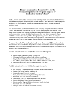 20 more communities chosen in 2011 for the Promise