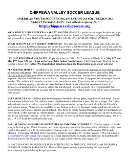 SAVE THIS INFO - Chippewa Valley Soccer League