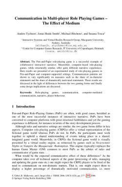 Communication in Multi-player Role Playing Games &ndash; The Effect of