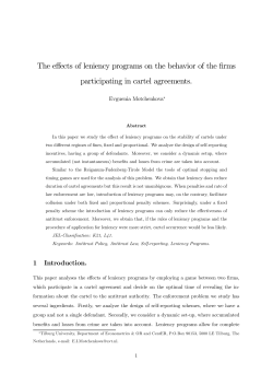 The effects of leniency programs on the behavior of the firms