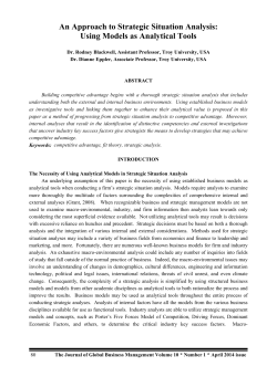 An Approach to Strategic Situation Analysis: Using Models as