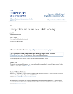 Competition in China`s Real Estate Industry