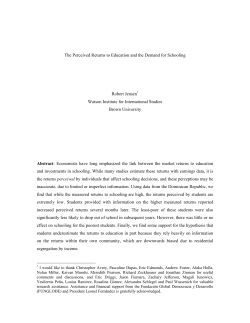The Perceived Returns to Education and the Demand for Schooling