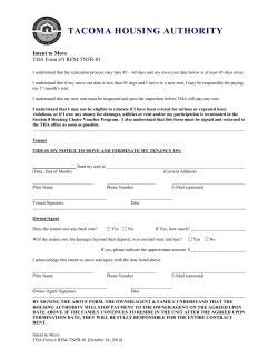 Intent to Move - Tacoma Housing Authority