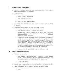 I. INVESTIGATIVE STRATEGIES a. IDENTIFY POSSIBLE MOTIVES