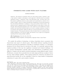 INFERENCE FOR GAMES WITH MANY PLAYERS We
