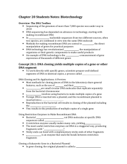 Concept 20.1: DNA cloning yields multiple copies of a gene or other