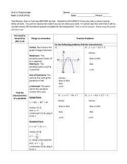 Unit 3: Polynomials Name: Math 2 (Fall 2015) Date: Period ______