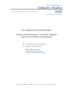 Structure and Performance in For-profit, Nonprofit and Local
