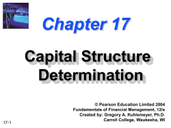 Chapter 17 -- Capital Structure Determination