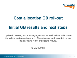 Cost allocation GB roll-out Initial GB results and next