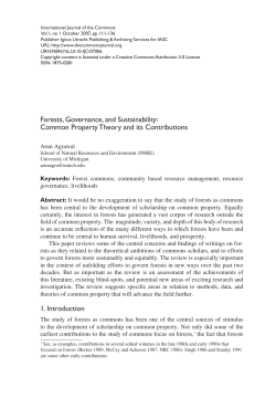 Forests, Governance, and Sustainability: Common Property Theory