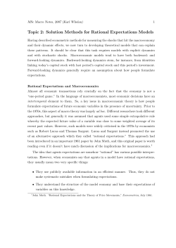 Topic 2: Solution Methods for Rational Expectations Models