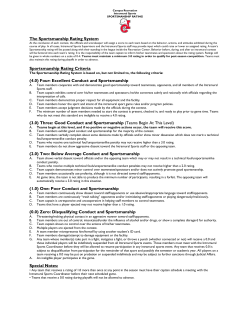 The Sportsmanship Rating System Sportsmanship Rating Criteria