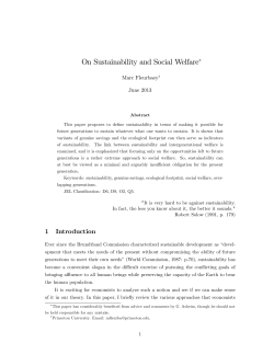 On Sustainability and Social Welfare!