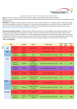 Independent Award Centre (IAC) Training Calendar: 2017-2018
