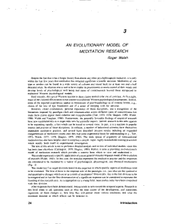 An Evolutionary Model of Meditation Research