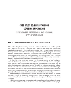 Case Study 23: reflections on coaching supervision