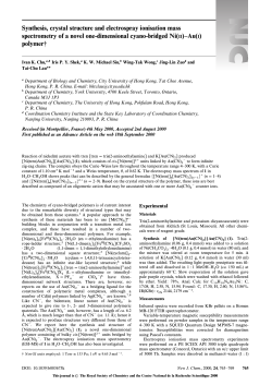 Synthesis, Crystal Structure and Electrospray Ionization Mass