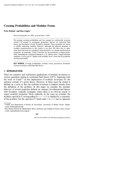Crossing Probabilities and Modular Forms