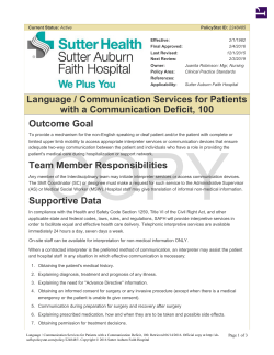 Language / Communication Services for Patients with a
