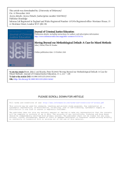 A Case for Mixed Methods - Criminal Justice Masters
