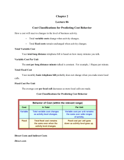 Chapter 2 Lecture 06 Cost Classifications for Predicting Cost Behavior