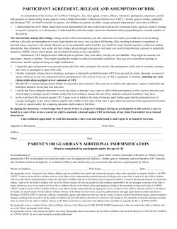participant agreement, release and assumption