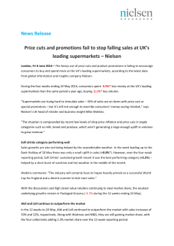 News Release Price cuts and promotions fail to stop falling sales at