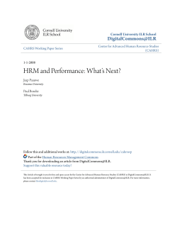HRM and Performance: What`s Next?