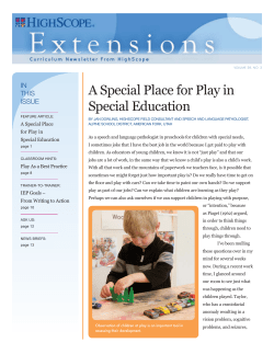 A Special Place for Play in Special Education