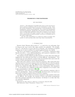 FROBENIUS PSEUDOPRIMES 1. Introduction Fermat`s Little