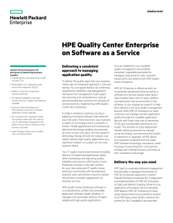 HPE Quality Center Enterprise on Software as a Service solution brief