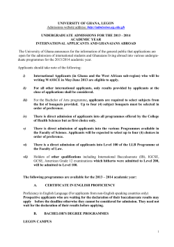 UNIVERSITY OF GHANA, LEGON