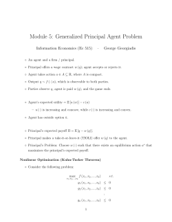 Module 5: Generalized Principal Agent Problem