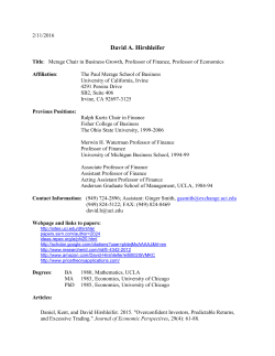 Papers, Presentations, and Discussions at