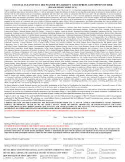 coastal cleanup day waiver of liability and express assumption of risk