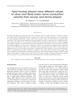 field hockey players have different values of ulnar and tibial motor