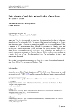 Determinants of early internationalization of new firms: the case of