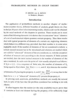 PROBABILISTIC METHODS IN GROUP THEORY Introduction The