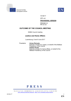OUTCOME OF THE COUNCIL MEETING Justice and Home Affairs