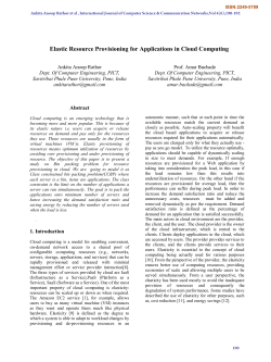 Elastic Resource Provisioning for Applications in Cloud Computing