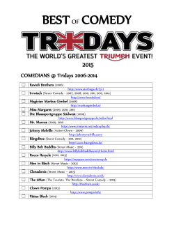 COMEDY 2015 COMEDIANS @ Tridays 2006-2014