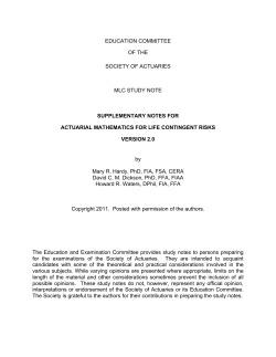 supplementary notes for actuarial mathematics for life contingent