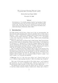 On p-groups forming Brauer pairs - Lehrstuhl D - RWTH
