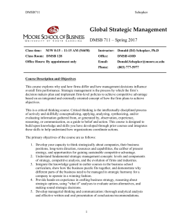 Global Strategic Management - University of South Carolina
