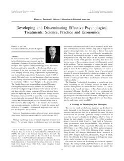 Developing and Disseminating Effective Psychological Treatments